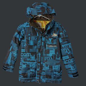 Volcom Clemmons Insulated Ski Jacket Youth S Blue Graphic Print Gorpcore Snow